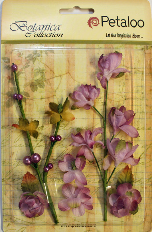 Petaloo Ephemera Blossoms Lavender/Purple - Paper Roses Scrapbooking