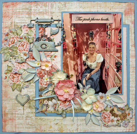 The Pink Phone Booth - single page - Paper Roses Scrapbooking