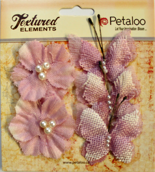Petaloo Burlap Butterflies and Blossoms Lavender - Paper Roses Scrapbooking
