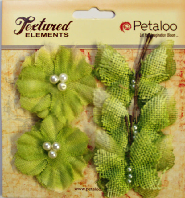 Petaloo Burlap Butterflies and Blossoms Pistachio - Paper Roses Scrapbooking