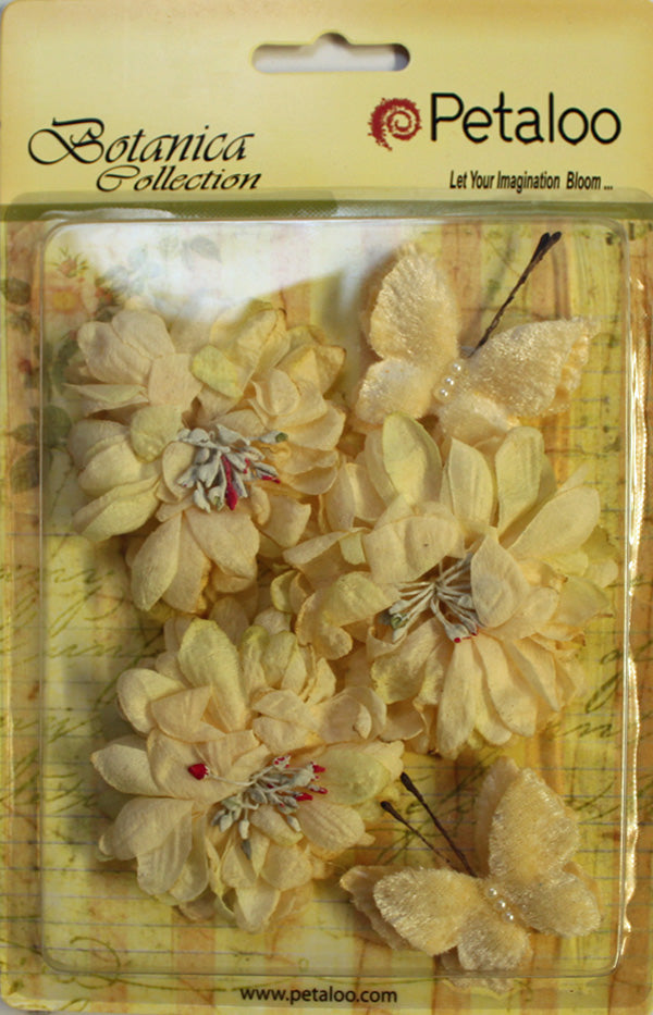 Petaloo Mums and Butterflies Ivory - Paper Roses Scrapbooking