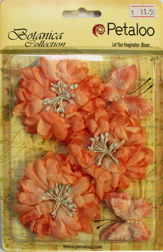 Petaloo Mums and Butterflies Peach - Paper Roses Scrapbooking