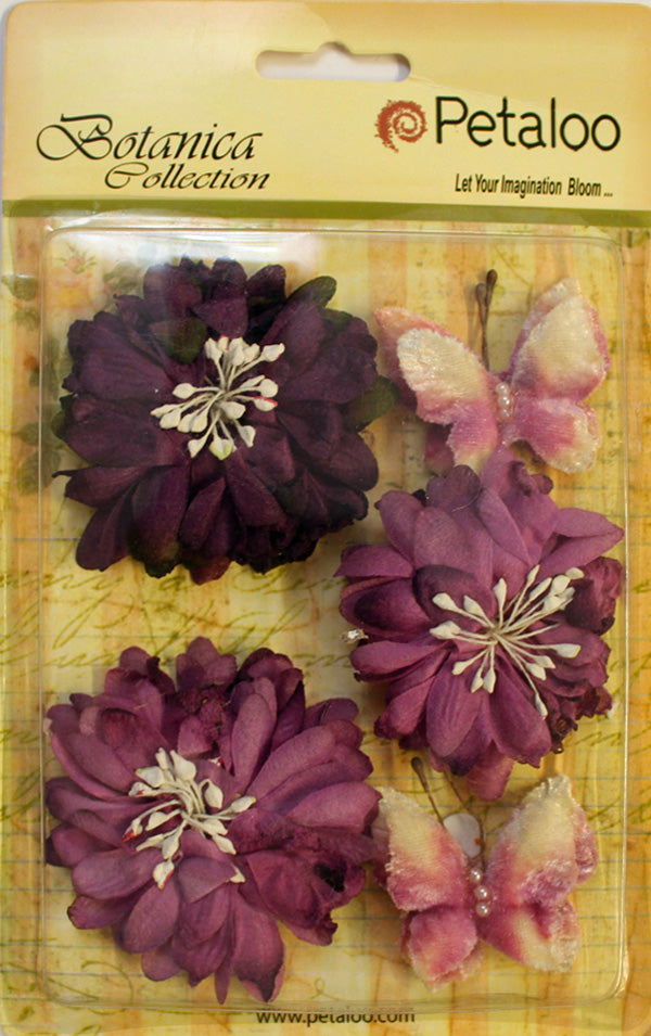 Petaloo Mums and Butterflies Lavender/Purple - Paper Roses Scrapbooking