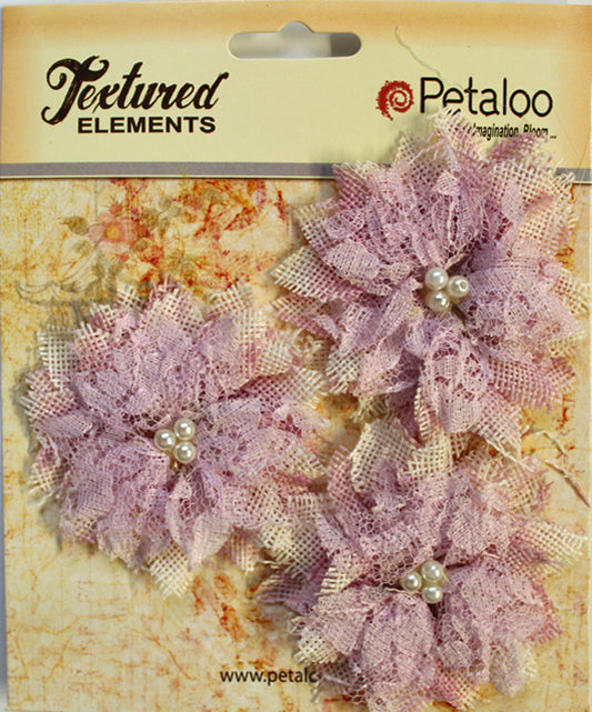 Petaloo Burlap Birds nest flower Lavender - Paper Roses Scrapbooking