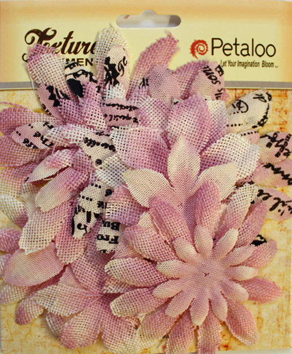 Petaloo Burlap Canvas Daisy Layers Lavender - Paper Roses Scrapbooking