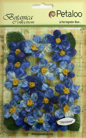 Petaloo Vintage Velvet Flowers Royal Blue - Paper Roses Scrapbooking