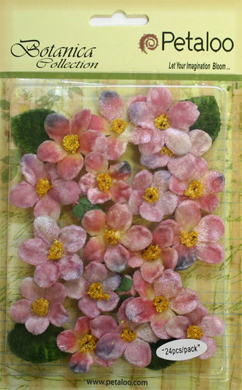 Petaloo Vintage Velvet Flowers Mauve - Paper Roses Scrapbooking