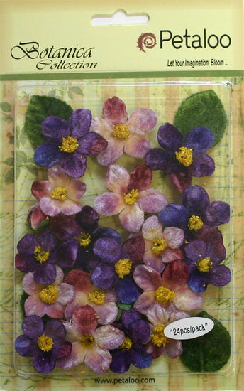 Petaloo Vintage Velvet Flowers Lavender/Purple - Paper Roses Scrapbooking