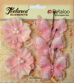 Petaloo Burlap Butterflies and Blossoms pink - Paper Roses Scrapbooking