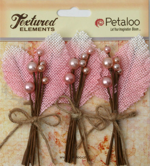 Petaloo Burlap flowers and pearl Pink - Paper Roses Scrapbooking